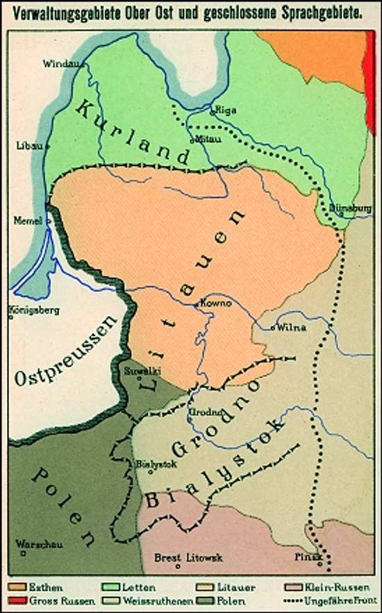 После захвата немецкими войсками во время Первой мировой войны западных земель Российской империи,
