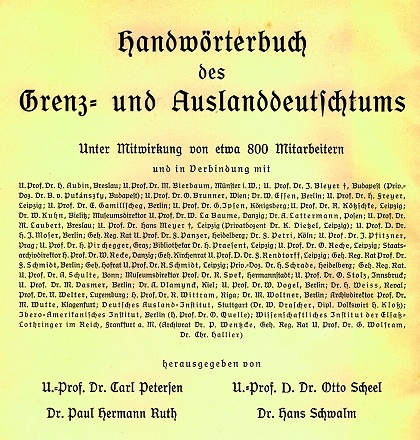 Титульная страница «Настольного словаря немецкой нации приграничных и заграничных территорий» (1933 г.)