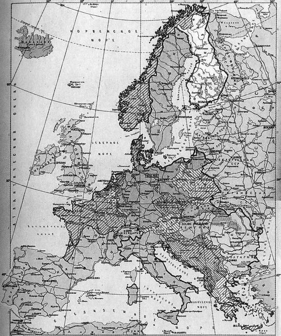 Карта Европы на 22 июня 1941 года