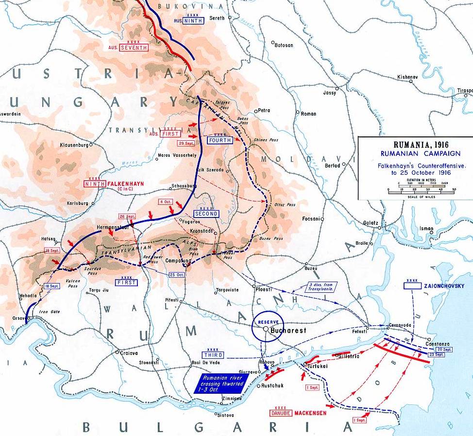 Румынский фронт к 25 октября 1916 г.