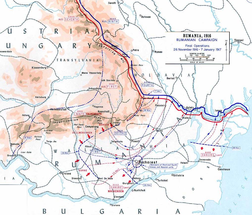 Линия Румынского фронта к началу 1917 г.